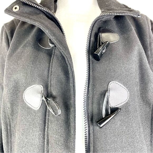 Black Jacket Coat Size Large Pea Zip - Picture 8 of 8